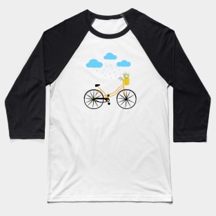 Cycling In Rain, Bicycle Baseball T-Shirt